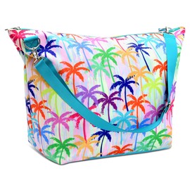 iscream + Corey Paige Designs 23.5" x 16" Weekender Travel Tote Bag with Vibrant Nylon Exterior and Adjustable Strap - Palm Trees