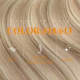Easyouth Tape in Hair Extensions Highlight 14inch Hair Extensions Tape in Human Hair for Beginners Ash Blonde Highlights Blonde Seamless Tape in Extension Remy Hair for Women #P18/613 20Pcs 40g