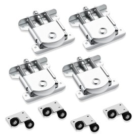 Pack of 4 Furniture Castors, Heavy Duty Castors for Furniture and Wardrobes, Galvanised Castors with Double Spring Design, Quiet Castors for Sliding Doors and Sliding Door Rails, Load Capacity 80 kg
