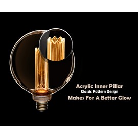 Next Glow Vintage Globe led Light Bulbs G40 / G125 3.5W Equivalent 20W E26 led Bulb Base, Dimmable, Soft Warm Amber Light Bulbs, 120 Lumen Round Decorative Light Bulb for Home, Vanity, Kitchen