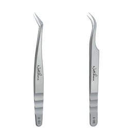 NATUHANA Natuhana High Precision Lash Tweezers for Individual and Volume Eyelash Extensions Premium Stainless Steel Curved Fiber Tip Professional Isolation Tweezer