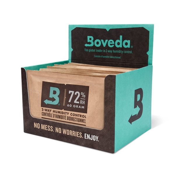 Boveda 72% Two-Way Humidity Control Packs For Wood Humidifier Boxes – 12 Pack – Moisture Absorbers – Humidifier Packs – Individually Wrapped Hydration Packets