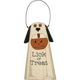 Primitives by Kathy 110167 Lick Or Treat Hanging Decor, 7-inch Height, Wood, Paper and Wire