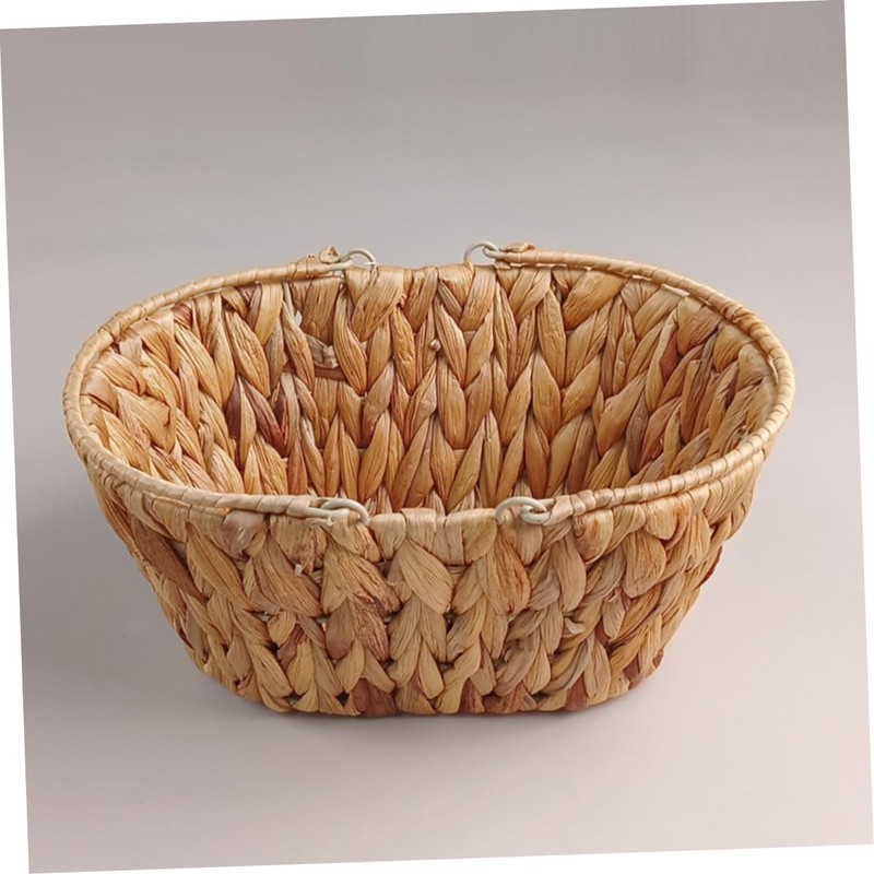 KOMBIUDA Natural Hyacinth Grass Bread Basket Woven Snack Organizer Decorative
