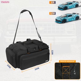 TORIBIO Storage Bag for 1/8 & 1/10 RC Car, Water-resistant Carrying Case With Bottom Clapboard for Support, Multipocket Protective Case for Tools and Accessories