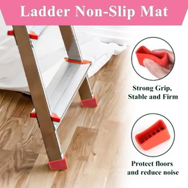 JJiaoLinin Ladder Stabiliser,4 Pcs Non Slip Ladder Feet Covers,50 x 20 mm Rubber Ladders Feet Covers, Anti-Slip Replacement Foot Cover for Home and Industrial Ladders(Red)