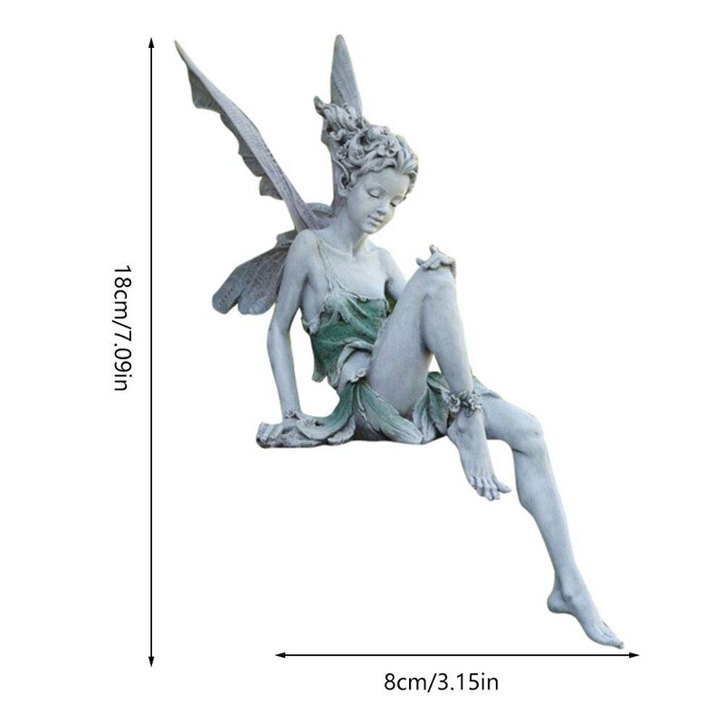 Sitting Fairy Statue Sculpture Figurine Resin Garden Ornament Craft Landscaping