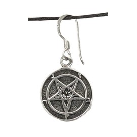 Baphomet Pentagram Earrings 925 Sterling Silver or 23, Silver