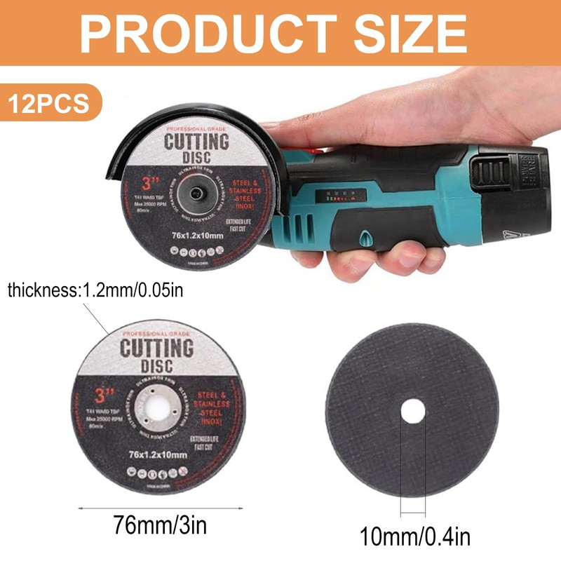 Angle Grinder Discs, 76mm Cutting Disc, 12 Pcs Stainless Steel