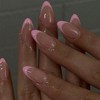 24PCS Almond Press on Nails - Pink Based False Stick