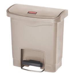 Rubbermaid Commercial Products STREAMLINE Plastic Front Step Step-On-Trash/Garbage Can/Bin, 4 GAL, Beige, for Doctor's Office/Hospitals/Healthcare