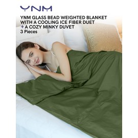 YnM Weighted Blanket and Duvet Covers — Hot and Cold Duvet Cover Set (3 Pieces) — (Teddy Bear Velvet Amy Green, 41''x60'' 10lbs), Suit for One Person(~90lb) Use on Twin Bed