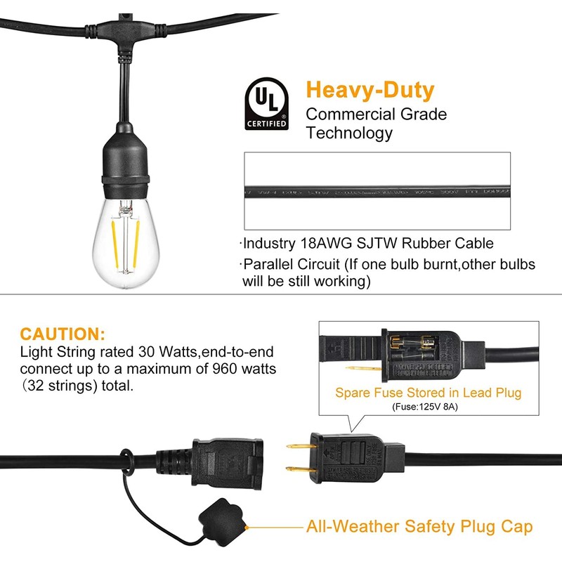 SWEET SHINE LED Patio String Lights, 35ft 18 Lights Solar
