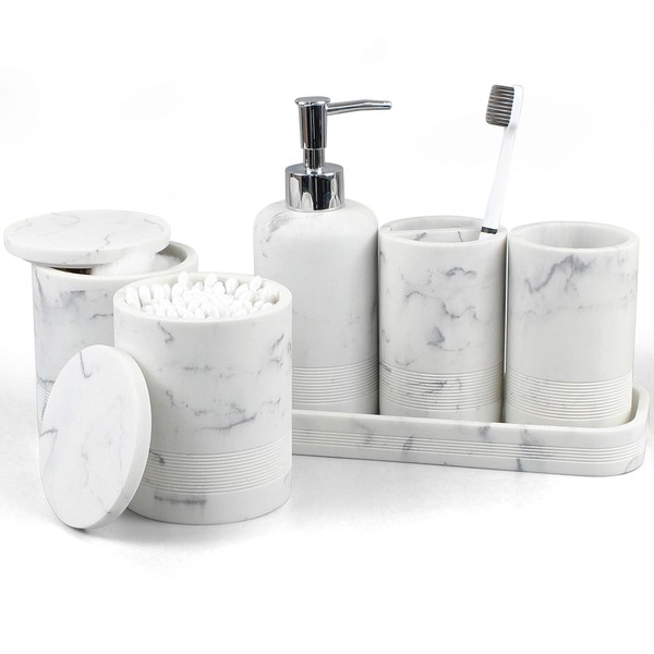 LIN CHUAN 6-Piece Bathroom Accessories Set, Organizer Set with Soap