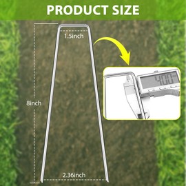 Landscape Staples 8 Inch, 25 Pack 8 Gauge Galvanized Garden Staples U-Shaped Landscape Stakes, Heavy Duty Ground Stakes for Outdoor Decorations, Weed Barrier Fabric, Irigation Tubing, Tent