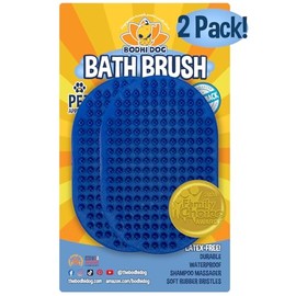Bodhi Dog Shampoo Brush - Pet Grooming & Bath Supplies for Dogs and Cats - Bath Brush for Long & Short Hair - Premium Scrubber for Shower, Bathing & Massage (Two Pack, Blue)