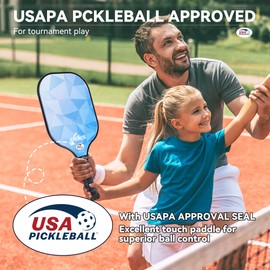 Fastes Pickleball Paddles Set of 2, USAPA Approved, Lightweight Pickle Ball Rackets 2 Pack with 4 Outdoor Indoor Balls, Polypropylene Honeycomb Core, Cushion Grip, Portable Carry Bag