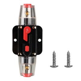 M1A2 Circuit Breaker Switch 15A Waterproof Fuse Inline Holder Resettable Fuse Manual Reset 12V-48V DC for Car Audio Sound Amplifier System RV Home Marine Boat Truck