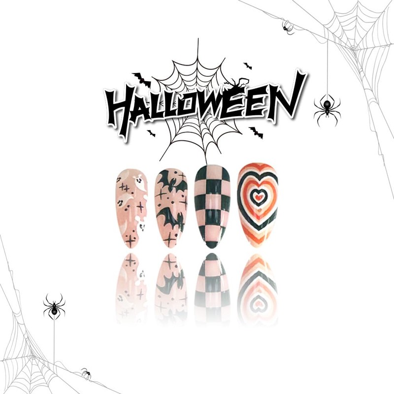 Halloween Press on Nails Medium Almond Stick on Nails with