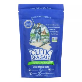 Selina Naturally Celtic Sea Salt Fine Ground Resealable Bag 1/2Lb (8oz)