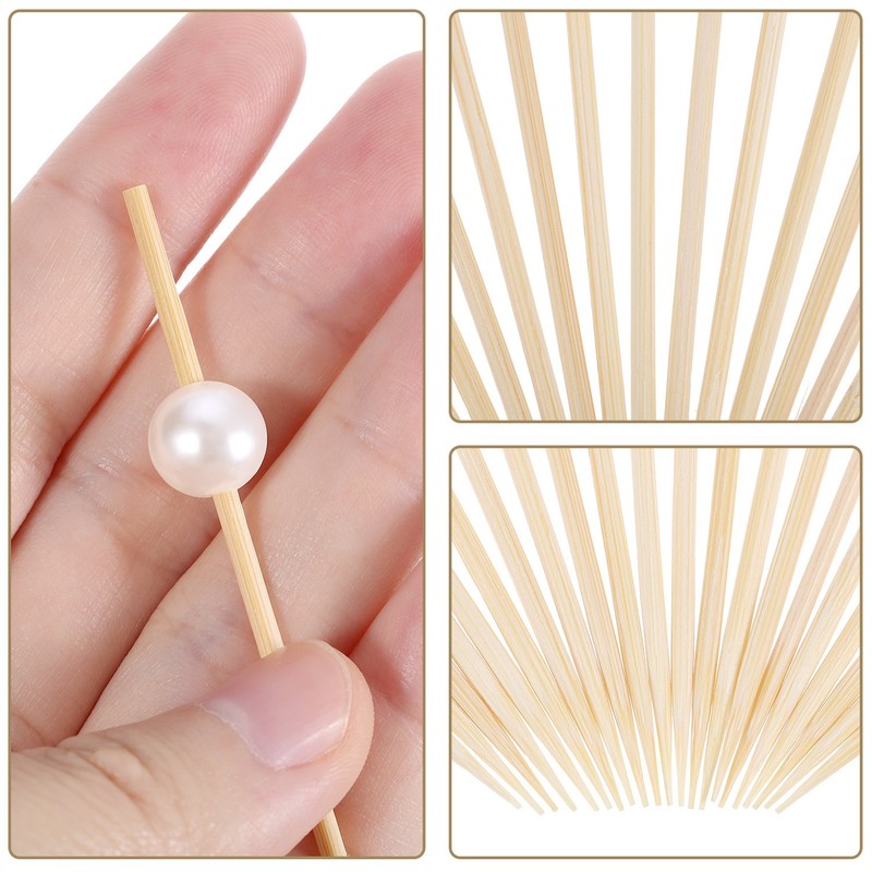 Blulu 200 Pieces Cocktail Picks 4.7 Inch Fruit Sticks Pearl