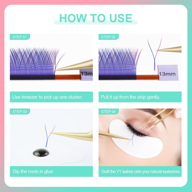 NAGARAKU Eyelash Extensions, 4D Cross YY Design, Volume Eyelashes, Prefabricated