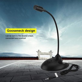 Portable Microphone, Flexible Gooseneck Desktop Standing Microphone Stereo Karaoke Microphone for Office Meetings, Online Voice Chat, Computer Network (black)