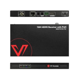 HDMI Extender PoH Receiver (HDBaseT), 4K x 2K, Computer IR+RS232+HDCP2.2, Over Single Cat5e/6/6a/7, 4K60Hz 131ft, 1080P 230ft, Co-Work with AV Access Wall Plate Transmitter