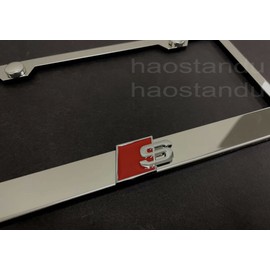 BLVD 1x "S SPORT LOGO" 3D Emblem Stainless Steel Chrome License Plate Frame Sportline