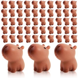 50Pcs Mini Resin Animals Capybara Figure, Ornament, Miniature Animal Figurines to Hide, Festival trinkets, Tabletop, Outdoor, Craft Decor for Garden, Miniature Landscape Accessories