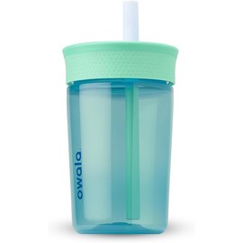 Kids Insulation BPA-Free Plastic Tumbler with Spill Resistant Flexible Straw, Easy to Clean, Kids Water Bottle, Great for Travel, Dishwasher Safe, 15 Oz, Teal and Aqua (The Blues)