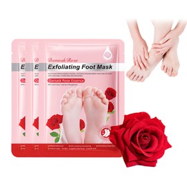 Rose Foot Mask - Foot Care Moisturiser Foot Exfoliating Sock - 3PCS Foot Peel Mask for Hard Skin - Foot Mask Peel for Callus Remove - Repair Cracked Heel - Foot Peel Mask for Women and Men