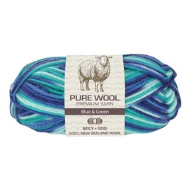 Yatsal Premium 3-Ply Pure Wool Yarn 50 g, Blue/Green