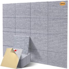 16 Pcs Pro Grade Soundproof Wall Panels,Acoustic Panels,Premium Sound Panels,Better Than Foam,Wedge Design,with Adhesive on Back,for Acoustical Treatments/Professional Studio,12×12×0.4 in,Light Grey