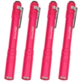 GRENPRO Pen Lights for Nurses LED Penlight, Aluminum Pocket Flashlight, Small Pocket Flashlight 2AAA Batteries Include, 4 Pack Emergency Handheld Penlight Pink Red