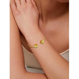 PROSTEEL August Birthstone Bracelet Peridot Jewelry 18K Gold Stainless Steel Heart Bangle Bracelet