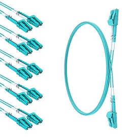 5-Pack CableRack 2.5m LC/LC 40/100GB Duplex 50/125 Multimode OM4 Fiber Patch Cable Aqua