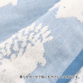 Top Factory Imabari Wash Towel, Fluffy Gauze, Imabari Towel, Hedgehog, Approx. 13.4 x 13.8 inches (34 x 35 cm), Made in Japan, Blue