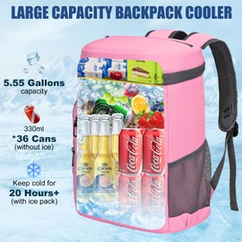 AMNOW Backpack Cooler Insulated Leak Proof for Men Wowen 36 Cans Soft Cooler Backpack Insulated Waterproof Large Capacity Coolers Bag Portable for Lunch Camping Travel Picnic Hiking Deep Grey