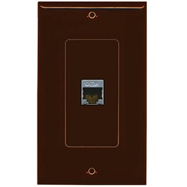 RiteAV CAT 6A 1 Port Shielded Cat6a Wall Plate 1 Gang Decorative - Brown