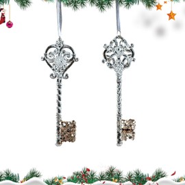 2PCS Crystal Acrylic Christmas Tree Ornaments, Snowflake Key Icicle Hanging Pendant, Crystal Key Acrylic Christmas Tree Pendant Icicle Ornament, Christmas Holiday Outdoor Indoor Party Decoration