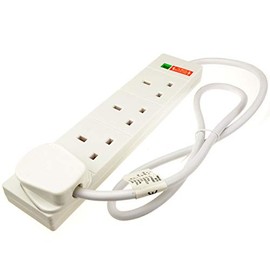 kenable Surge Protected 4 Gang Way Mains Extension Socket UK 13A White 1m [1 metres]