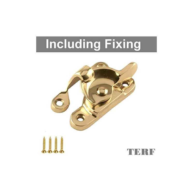 TERF® Heavy Duty Polished Brass Sash Window Fitch Fastener With