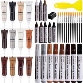 SEISSO Wood Scratch Repair Kit - Set of 42 Wood Filler Putty for Scratches Furniture Markers Touch Up Vinyl Floor Repair Kit - Restore a Finish, Cover Hardwood Scratches, Cracks, Hole, Table, Door