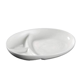 Nishida 110141 Lunch Plate, 3 Compartments, Oval Shaped Divider Plate