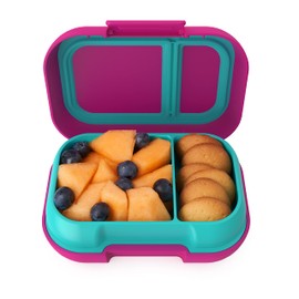 Bentgo Snack para niños – 2 compartimentos a prueba de fugas estilo bento almacenamiento de alimentos para aperitivos y comidas pequeñas, cierre fácil de abrir, apto para lavaplatos y sin BPA, ideal para mayores de 3 años (fucsia/verde azulado)