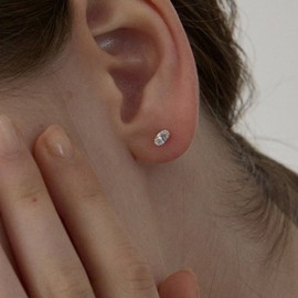 14k Almond Oval Earrings M Piercing Individual / 14k 아몬드 오벌 귀걸이 M  피어싱  낱개
