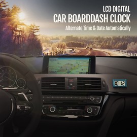 Betus Car Dashboard Digital Clock - Vehicle Adhesive Clock with Jumbo LCD Time & Day Display - Mini Automotive Stick On Watch for Car Truck Dashboard & Air Vent (Blue Pack of 2)