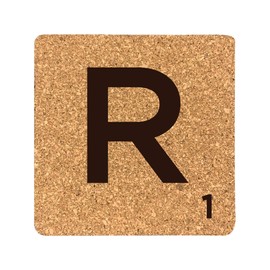eBuyGB Scrabble Drinks Coasters, Square Cork Coaster, Individual Alphabet Letters, Scrabble Tiles with Score Marks - Personalise Your Own Scrabble Words (R)