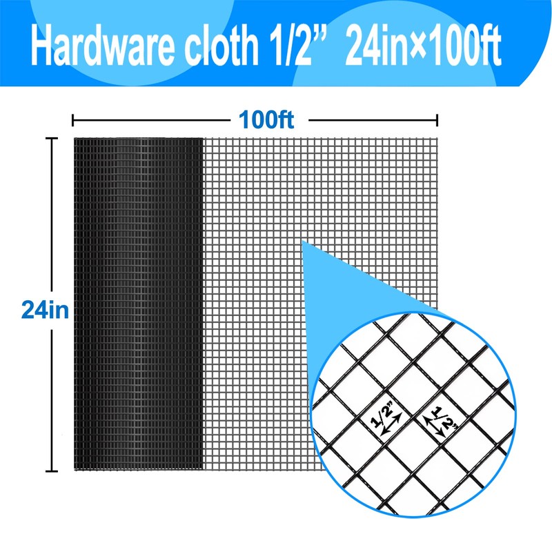 KANERS Black Vinyl Coated Wire Mesh PVC Hardware Cloth 1/2